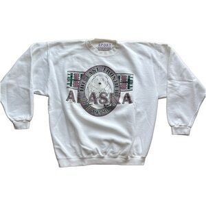 White Alaska Polar Bear Graphic Crewneck Sweatshirt
